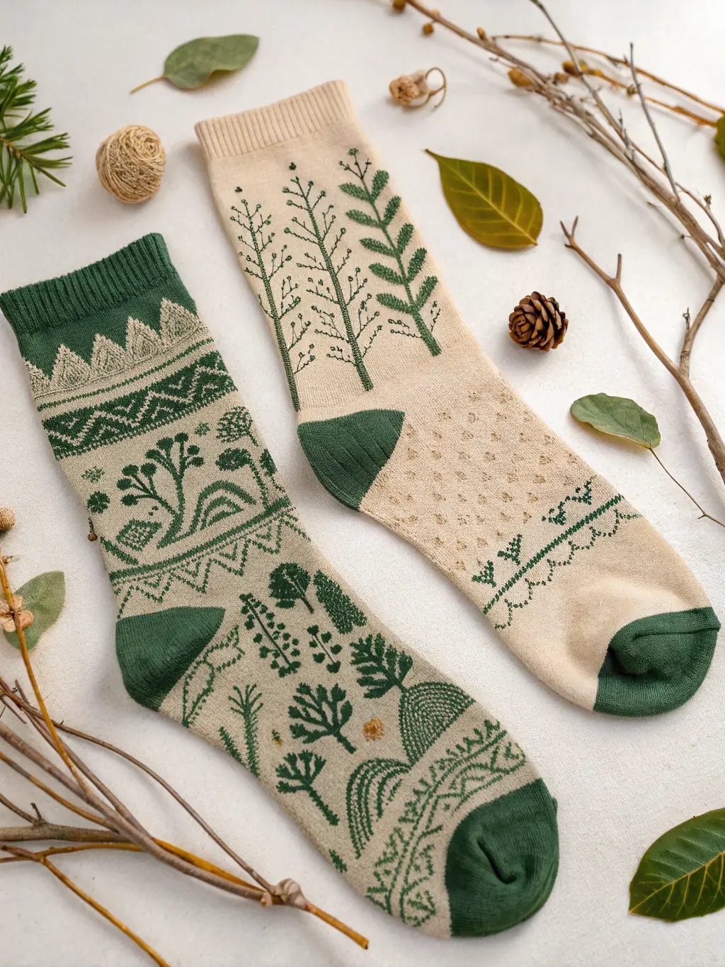 Image of a pair of ankle-length bamboo socks in a neutral tone, highlighting the smooth texture and eco-friendly nature of the bamboo fiber, displayed with bamboo stalks in the background.