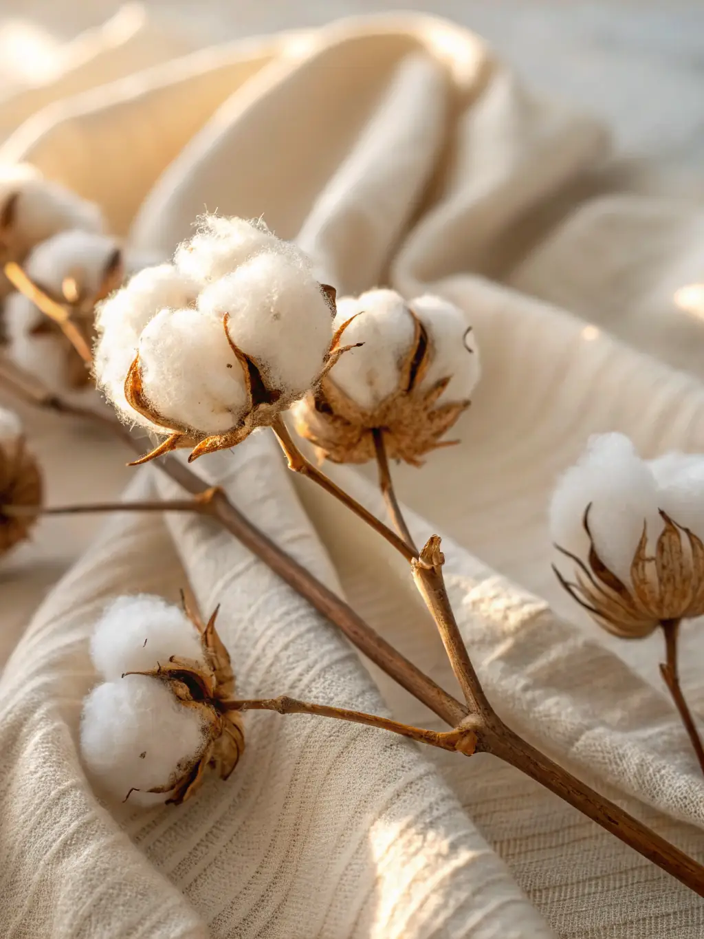Close-up shot of raw cotton fibers, highlighting their softness and natural texture, used in Arlin One Textile's premium cotton socks.